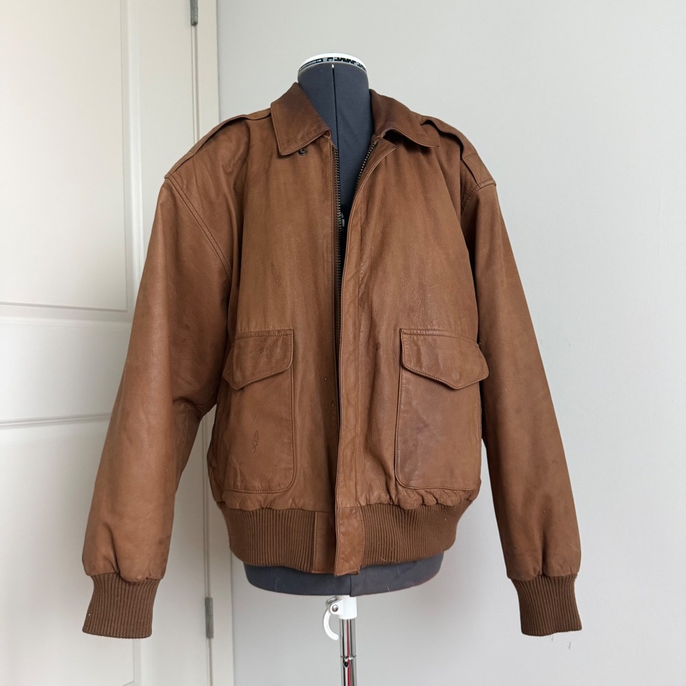 Vintage Rock Creek Genuine Leather Brown Bomber Jacket